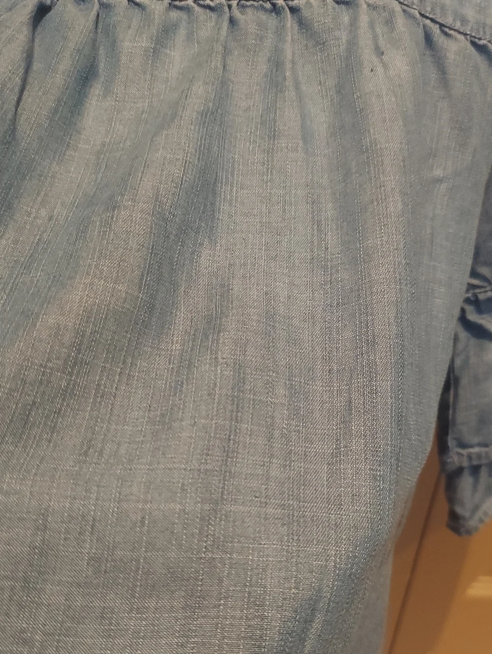 Denim Style Embroidered Ruffle Top - Picture 5 of 6